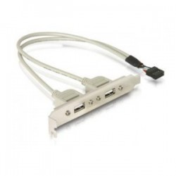 Gniazdo Delock USB 2XA na śledziu 0,3m