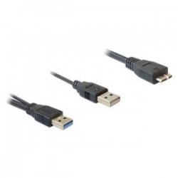 Kabel USB 3.0 Delock 2x USB A (M) – micro USB B (M) 0,6m czarny